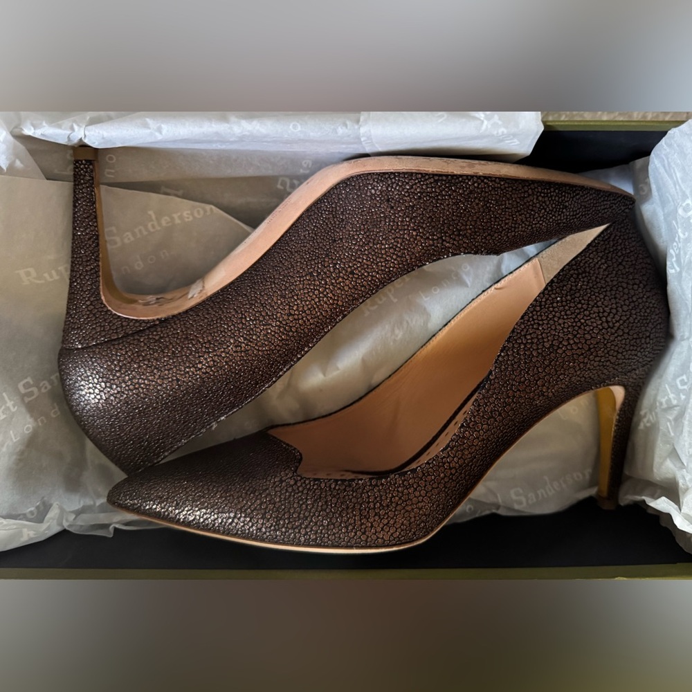 Rupert Sanderson Textured Brown Heels